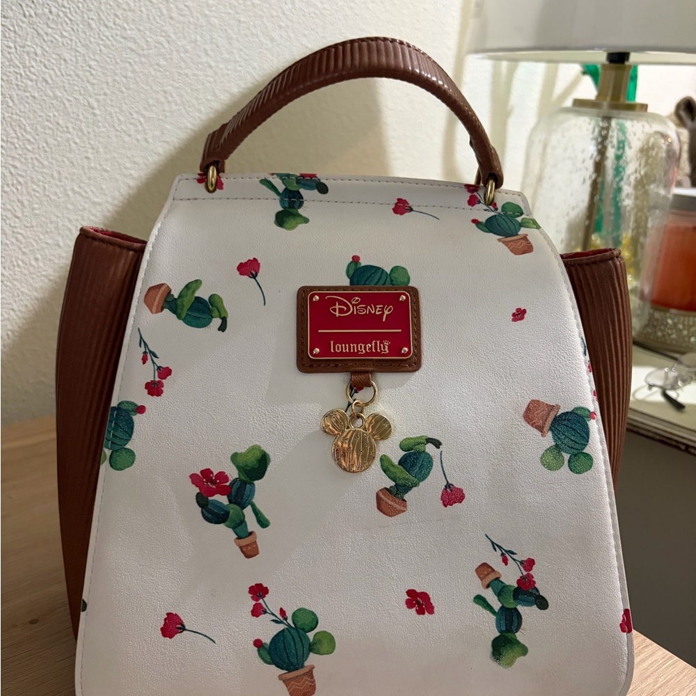 Loungefly White and Brown Cactus Backpack